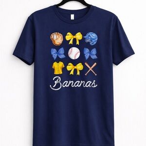 NWT Savannah Bananas Bow T-shirt, S, Navy